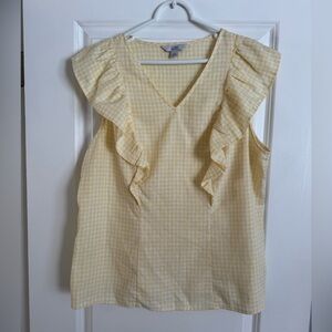 Croft & Barrow Yellow Gingham Ruffle Blouse